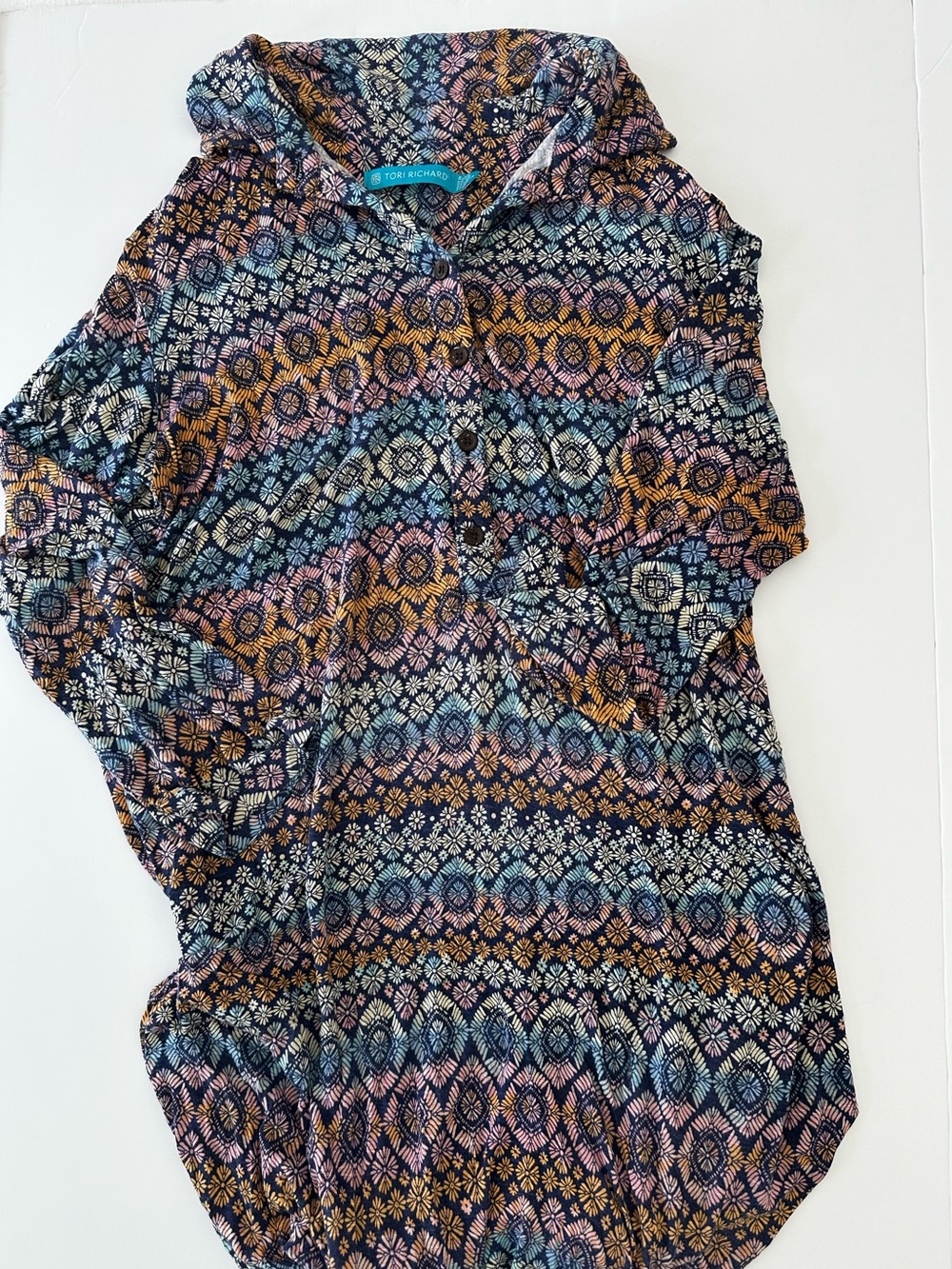 Tori Richard Honolulu Women’s Multicolored Collared Dress Soft Resort Wear Large